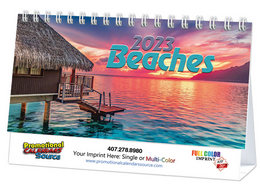 Scenic Beaches Tent Desk Calendar 6 Sheets Spiral Top