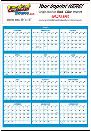 Year View Single Sheet Calendar 20.75x28.75  Blue & Black