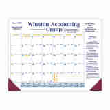 Desk Pad Calendar with Blue & Gold Grid & 2 Imprint Areas