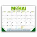 Personalized Desk Pad Calendar with Blue & Gold Grid - size 22x17