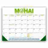 Personalized Desk Pad Calendar with Blue & Gold Grid - size 22x17