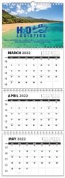 Custom 3-Month wall calendar (4 Panel) with week numbers, size 14x39.5