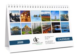 Custom Desk Tent Calendar size 8.5x5.5, Two Side Imprint, Spiral