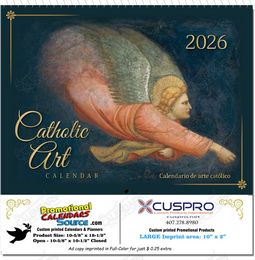 Bilingual Traditional Art Catholic Calendar (English-Spanish) - 13-Month Religious Wall Calendar with Inspirational Images, Liturgical Color-Coded Vestments, Custom Imprint Options
