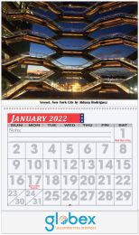 Large Numbers Grid Full Color Custom Wall Calendar, Spiral Binding, 13 Full Color Images, Drop Ad Copy