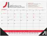 Desk Pad Calendar With Large Red & Black Grid, Leatherette Corners in 8 Colors, 21.75x17