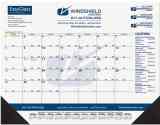 Desk Pad Calendar Blue & Gold Grid w Julian Dates, 3 Imprint Areas, Letherette Corners In 8 Colors