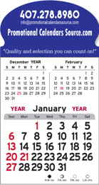 3-Month View Stick-Up Calendar Multiple Shapes Header Options
