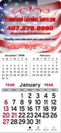 3 Month View Stick-Up Calendar with Full Color Imprint and Two Color Grid