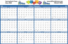 Horizontal Year-In-View Laminated Calendar (37