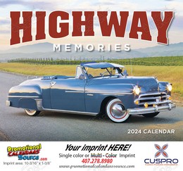 Highway Memories Cars Wall Calendar  Stapled