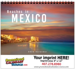 Beaches in  Mexico Scenic Calendar w Spiral Binding