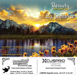 Beauty Around Us bilingual (Spanish-English) scenic Calendar with Funeral Preplanning insert option