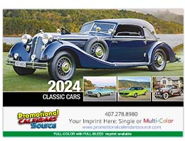 Classic Cars Full Color Tent Desk Calendar, Size 6.75x5