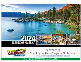 2024 Scenes Of America Tent Desk Calendar , Full-Color Ad Copy Option