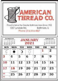 Memo Master Half Apron Calendar with 2-Color Red-Black Imprint 20.5x28.5