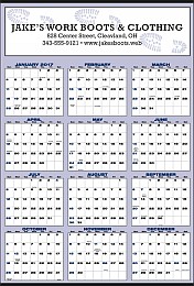 Large Year-In-View Planner Calendar 27x39 Blue & Black