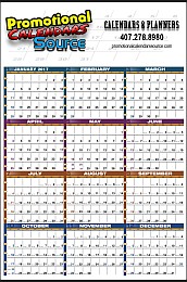 Custom Year-At-A-Glance Wall Calendar Full Color Imprint, 25x38, Tinned