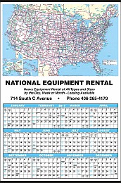 Large Span-A-Year View Calendar with Rand McNally U.S.A. Map, Size 25x38