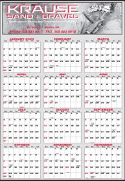 Large Year-In-View Wall Calendar, 27x39, 2 PMS Colors print, UV Lamination Option