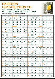 12 Month-In-View Calendar Custom Printed with Full-Color Ad, Size  22x34