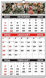 3-Months-In-View Mini Multi-Sheets Wire O Bound Calendar 10-7/8x18