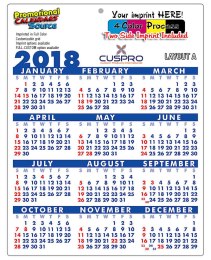 Laminated Plastic Year View Calendar, Size 8.5x11 with Full-Color Imprint Two Sides - 14 pt.