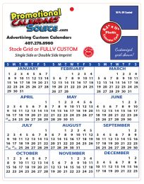 UV-Coated Year-At-A-Glance Plastic Calendar Card, Size 8.5x11 with Full-Color Imprint Two Sides - 10 pt.