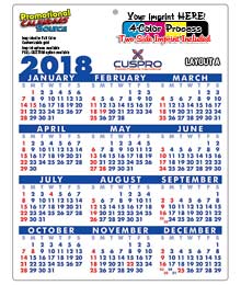 Year-In-View Calendar Size 8.5x11, Full Color Imprint 2-Sides on 30pt. Plastic