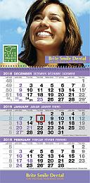 3 Month View Custom Commercial Calendar with Large Week Numbers Full-Color Ad Imprint 12 x 25