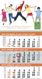3 Month Commercial Wall Calendar Large Week Numbers 2 Panels Size 12x23